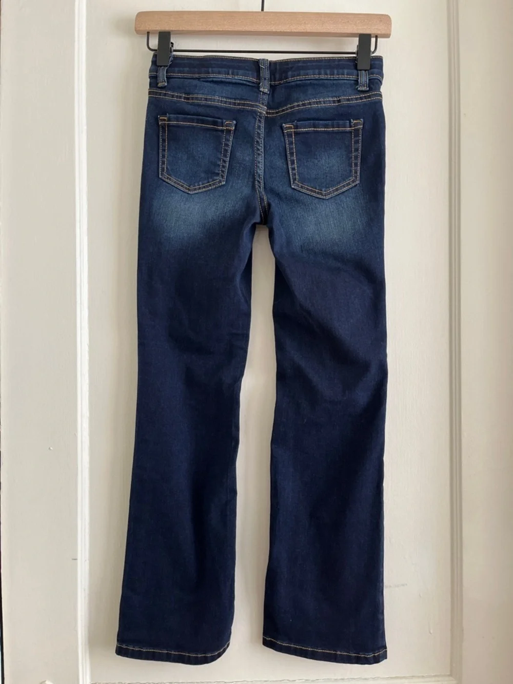 NWOT Girls Size 8 Dark Wash Super Stretch Bootcut Flare Denim Jeans Low Rise